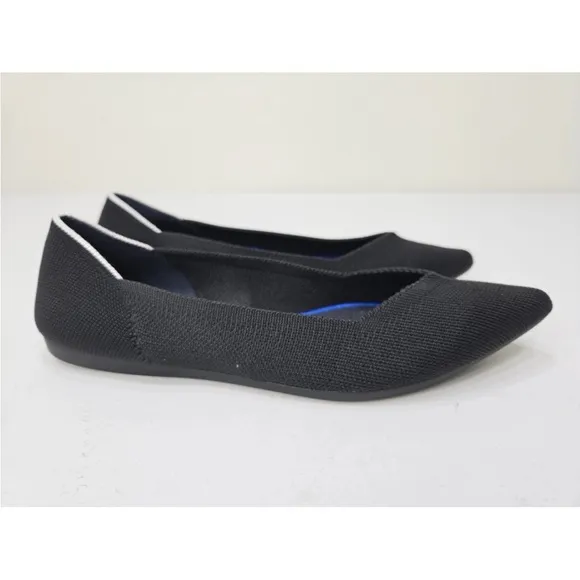 Rothy's The Point Black Knit Pointed Toe Slip On Ballet Flats Size 9 Womens