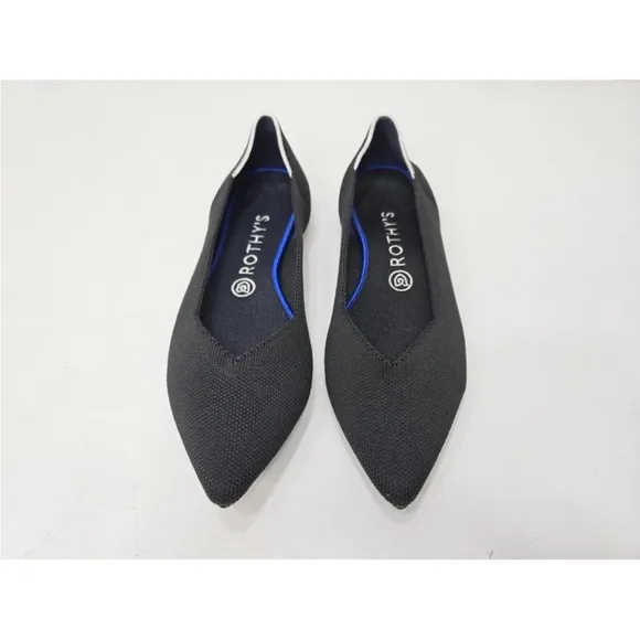 Rothy's The Point Black Knit Pointed Toe Slip On Ballet Flats Size 9 Womens