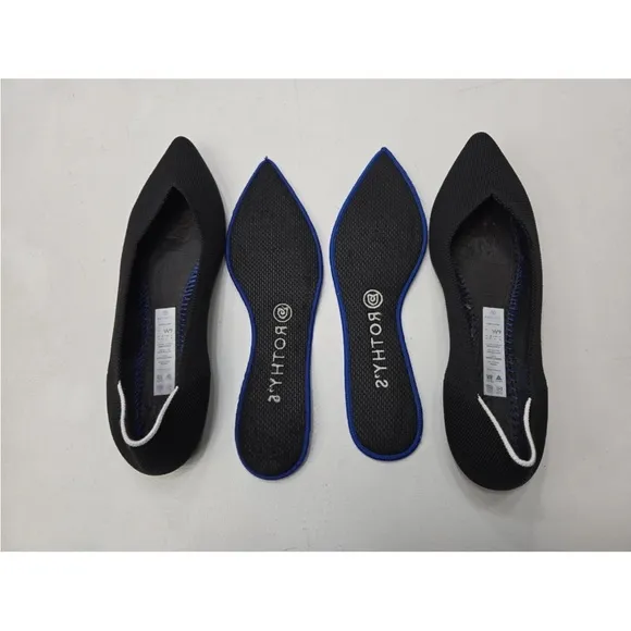 Rothy's The Point Black Knit Pointed Toe Slip On Ballet Flats Size 9 Womens