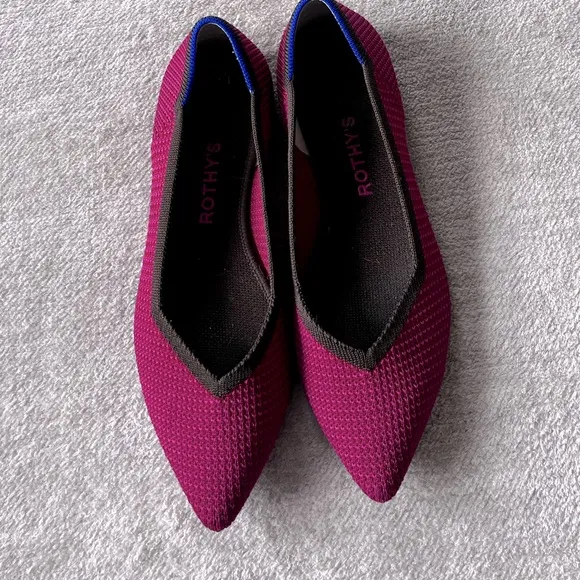 Rothy’s The Point Bright Magenta Brown Trim Limited Edition Women’s Size 8