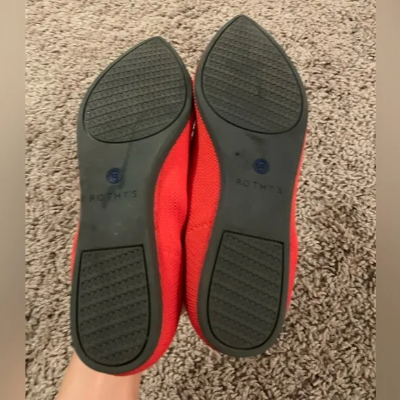 Rothy’s The Point II Flats Point Toe Lollipop Red Casual Classic Basic Size 5.5