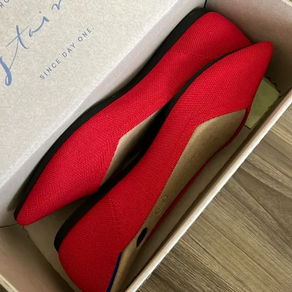 Rothy's The Point in Bright Red Woven Flats Pointy Toe Knit Washable Flats