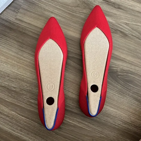 Rothy's The Point in Bright Red Woven Flats Pointy Toe Knit Washable Flats