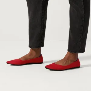 Rothy's The Point in Bright Red Woven Flats Pointy Toe Knit Washable Flats