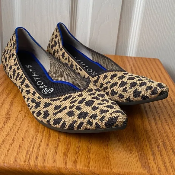 ROTHY’S The Point Retired Fawn Cheetah Print Ballet Flats SZ 7