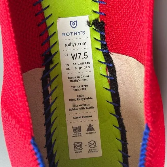 Rothy’s the square toe flats cardinal red 7.5