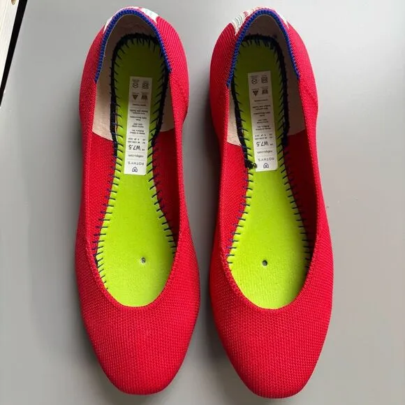 Rothy’s the square toe flats cardinal red 7.5