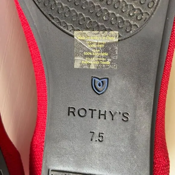 Rothy’s the square toe flats cardinal red 7.5