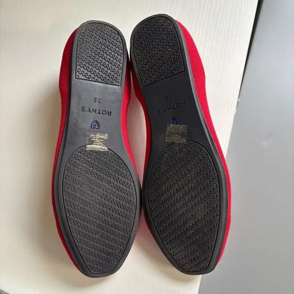 Rothy’s the square toe flats cardinal red 7.5