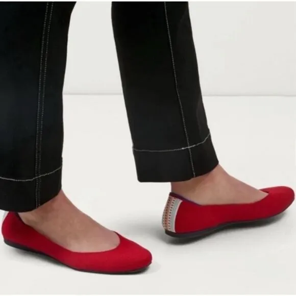 Rothy’s the square toe flats cardinal red 7.5