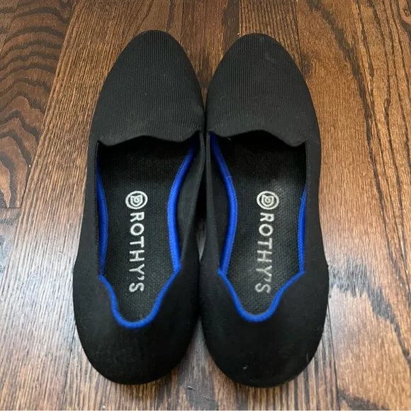 Rothy’s Women Shoes Black Loafers Slip On Ballet Flats Size 11 Solid Knit Round,