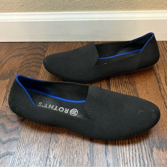 Rothy’s Women Shoes Black Loafers Slip On Ballet Flats Size 11 Solid Knit Round,