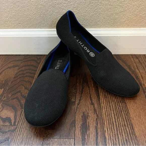 Rothy’s Women Shoes Black Loafers Slip On Ballet Flats Size 11 Solid Knit Round,