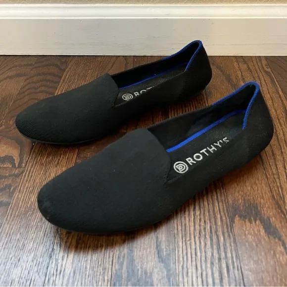 Rothy’s Women Shoes Black Loafers Slip On Ballet Flats Size 11 Solid Knit Round,