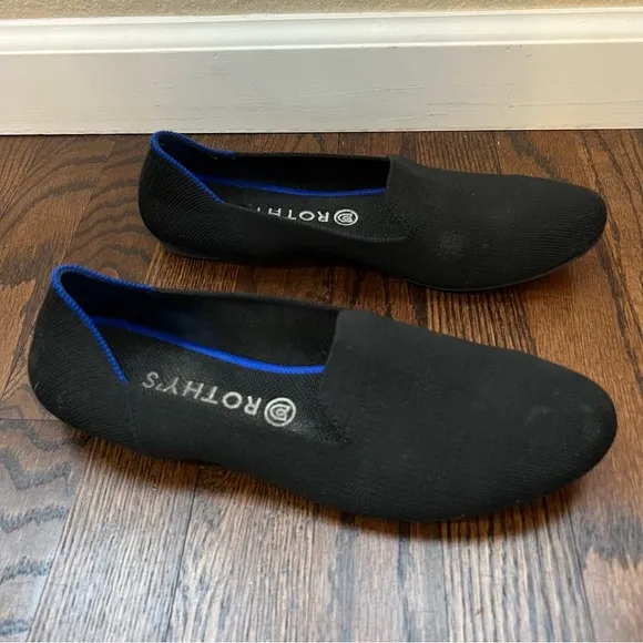 Rothy’s Women Shoes Black Loafers Slip On Ballet Flats Size 11 Solid Knit Round,