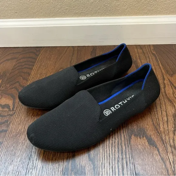 Rothy’s Women Shoes Black Loafers Slip On Ballet Flats Size 11 Solid Knit Round,