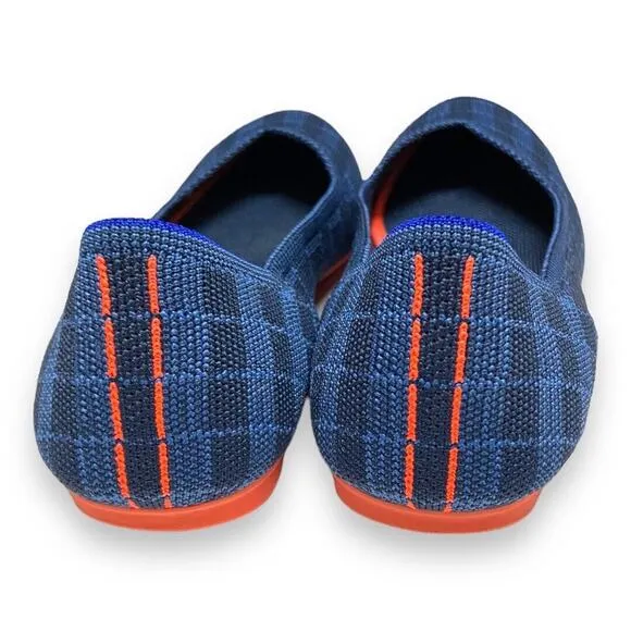 Rothy's Womens Shoes Size 10 Blue Check Indigo Gingham Flats Round Toe Nice