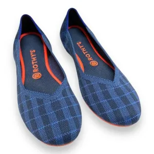 Rothy's Womens Shoes Size 10 Blue Check Indigo Gingham Flats Round Toe Nice
