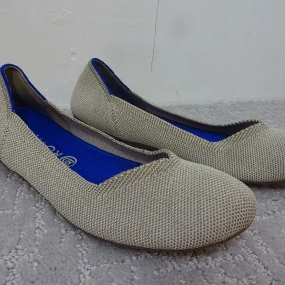 Rothy's Women’s Size 8 US Beige Slip-On Round Toe Ballet Flat Loafers