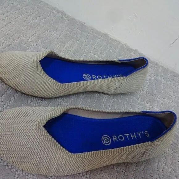 Rothy's Women’s Size 8 US Beige Slip-On Round Toe Ballet Flat Loafers