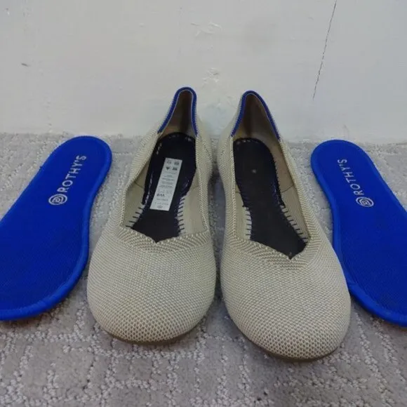 Rothy's Women’s Size 8 US Beige Slip-On Round Toe Ballet Flat Loafers