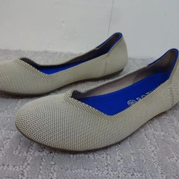 Rothy's Women’s Size 8 US Beige Slip-On Round Toe Ballet Flat Loafers