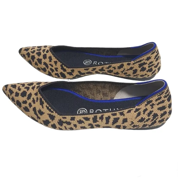 Rothys Women's The Point Ballet Flat Slip On Shoes Size‎ 7 Cheetah Print