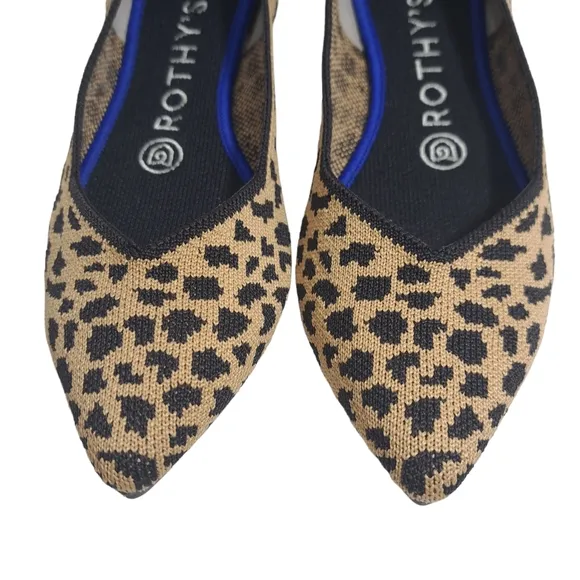 Rothys Women's The Point Ballet Flat Slip On Shoes Size‎ 7 Cheetah Print