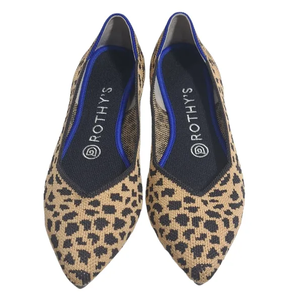 Rothys Women's The Point Ballet Flat Slip On Shoes Size‎ 7 Cheetah Print