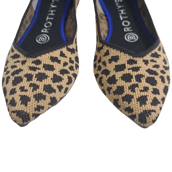 Rothys Women's The Point Ballet Flat Slip On Shoes Size‎ 7 Cheetah Print