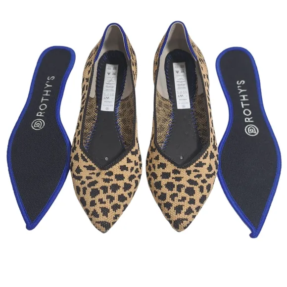 Rothys Women's The Point Ballet Flat Slip On Shoes Size‎ 7 Cheetah Print