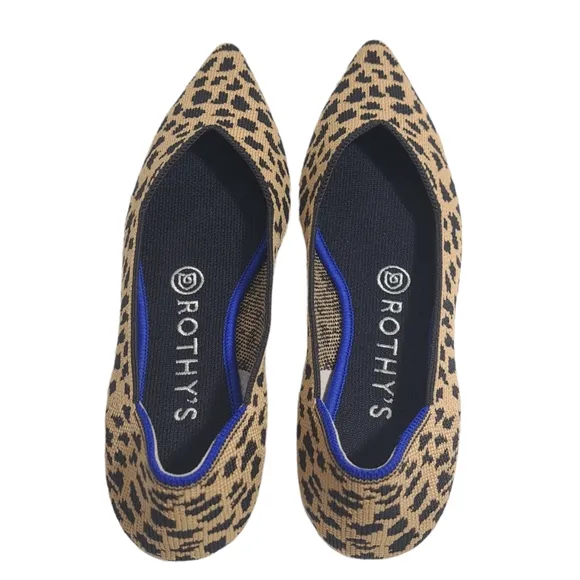 Rothys Women's The Point Ballet Flat Slip On Shoes Size‎ 7 Cheetah Print