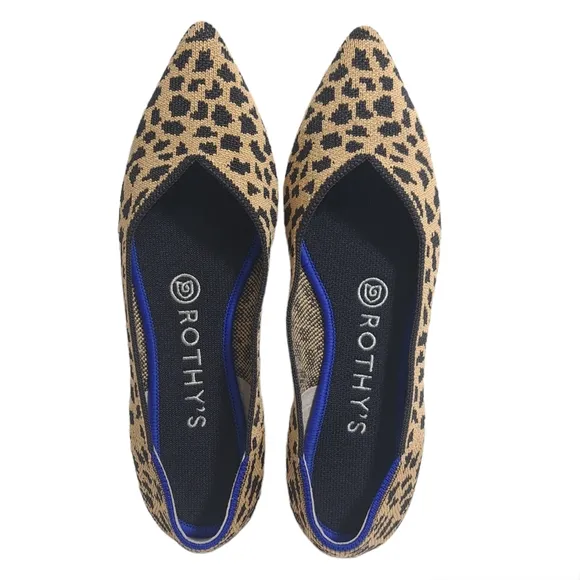 Rothys Women's The Point Ballet Flat Slip On Shoes Size‎ 7 Cheetah Print