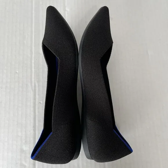 Rothy's Womens The Point Black Pointed Toe Ballet Flats Slip On Casual Shoes 9.5