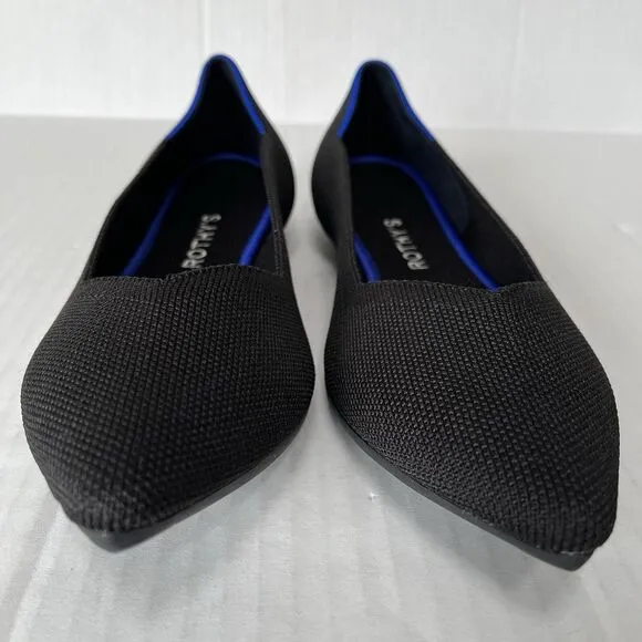 Rothy's Womens The Point Black Pointed Toe Ballet Flats Slip On Casual Shoes 9.5