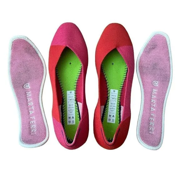 Rothy’s x Marta Ferri Flame Azalea Round Toe Ballet Flats Size 8
