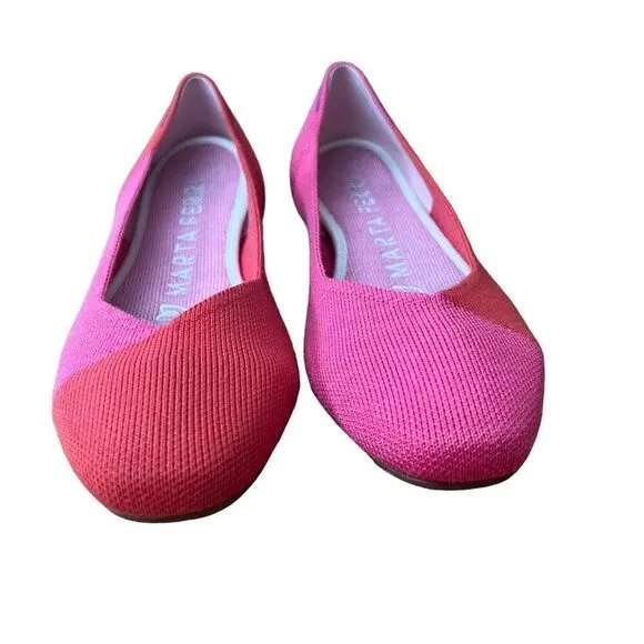 Rothy’s x Marta Ferri Flame Azalea Round Toe Ballet Flats Size 8