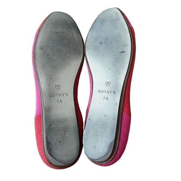 Rothy’s x Marta Ferri Flame Azalea Round Toe Ballet Flats Size 8