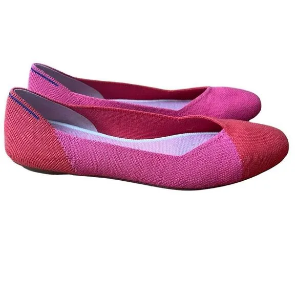 Rothy’s x Marta Ferri Flame Azalea Round Toe Ballet Flats Size 8
