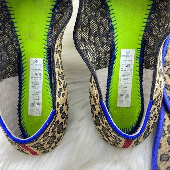 RUTHY’S SPOTTED LEOPARD PRINT BLUE HALO  ROUND TOE FLATS-LOAFERS SIZE W11