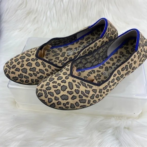 RUTHY’S SPOTTED LEOPARD PRINT BLUE HALO  ROUND TOE FLATS-LOAFERS SIZE W11