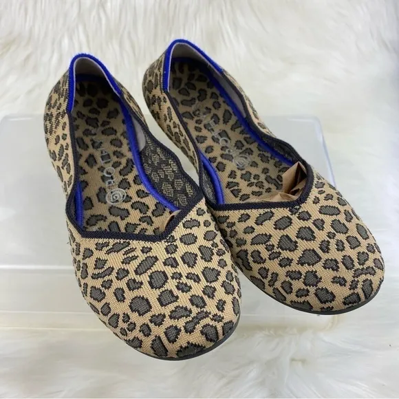 RUTHY’S SPOTTED LEOPARD PRINT BLUE HALO  ROUND TOE FLATS-LOAFERS SIZE W11