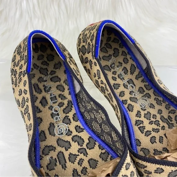 RUTHY’S SPOTTED LEOPARD PRINT BLUE HALO  ROUND TOE FLATS-LOAFERS SIZE W11