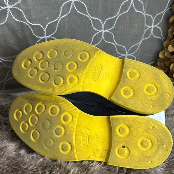 (S5) Doucal blue and yellow suede lace-up loafers, men's size 43/10‎