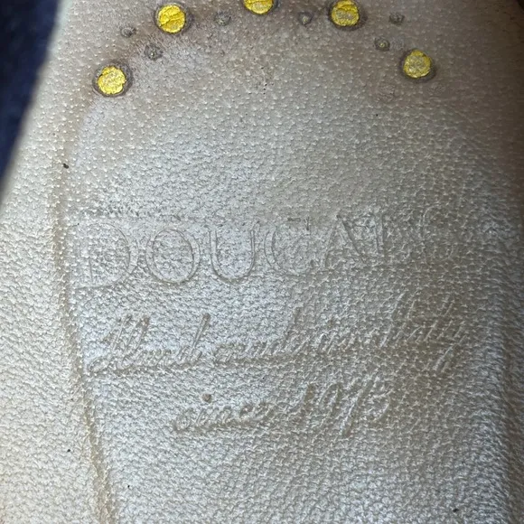 (S5) Doucal blue and yellow suede lace-up loafers, men's size 43/10‎