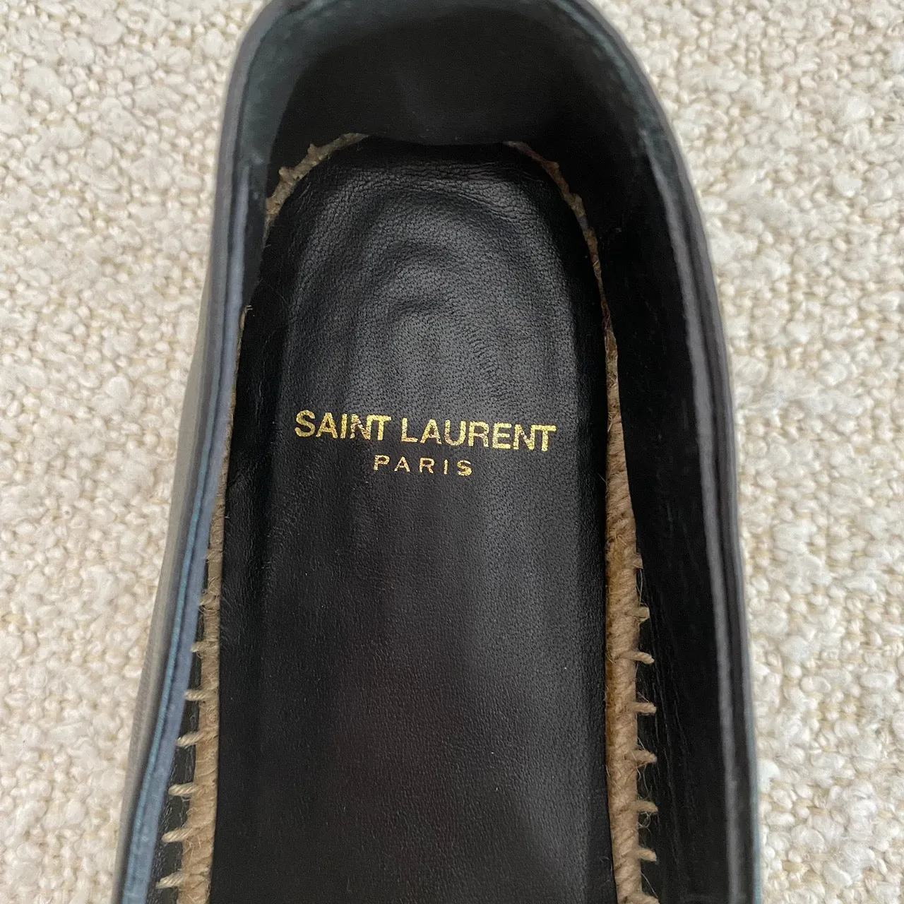 Saint Laurent Black Leather Espadrilles 36.5