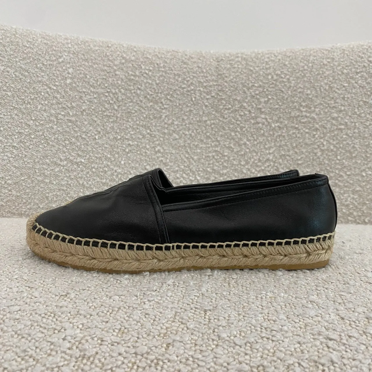 Saint Laurent Black Leather Espadrilles 36.5