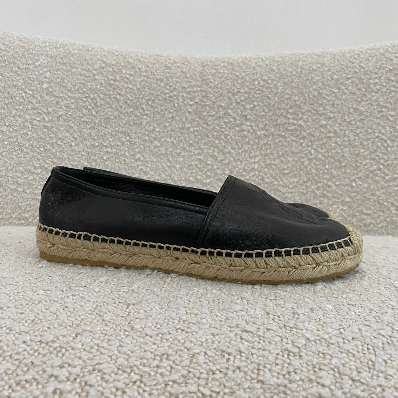 Saint Laurent Black Leather Espadrilles 36.5
