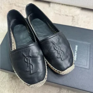 Saint Laurent Monogram Leather Espadrilles – Black – Size 36