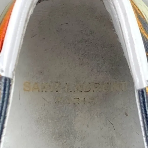 Saint Laurent Sneakers Paris YSL Womens Size 8.5 Orange Sunset Palm Canvas Shoes